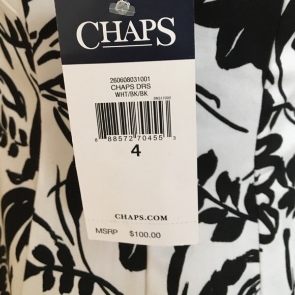 NWT Chaps Black/White Floral Dress - Picture 3 of 3